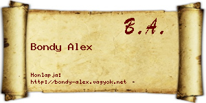 Bondy Alex névjegykártya